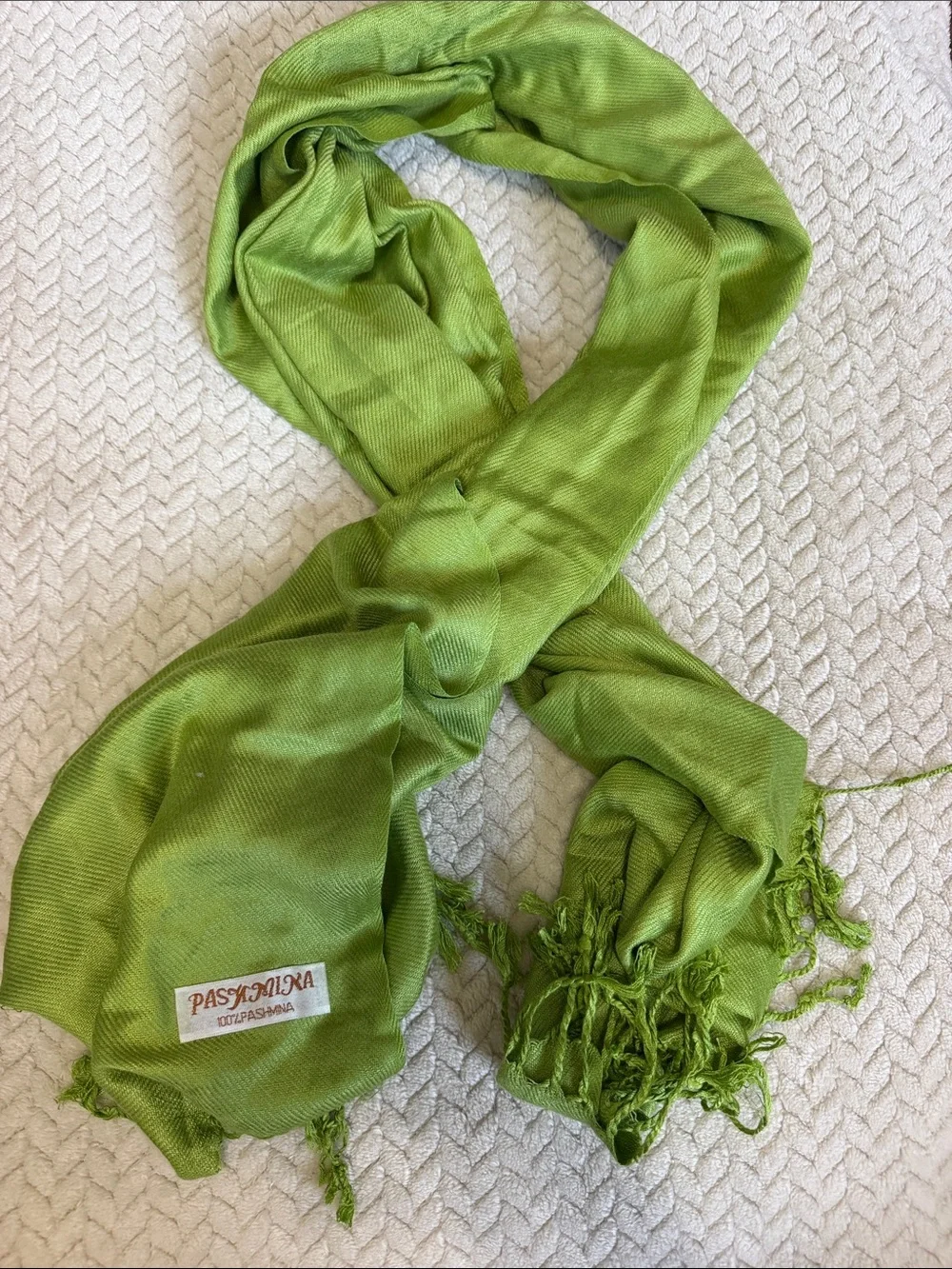 pashmina Lime Green Fringed Pashmina Scarf